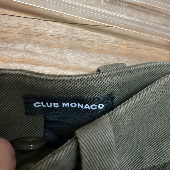 Club Monaco size 6 Green Cropped Cargo Wide Leg Cuffed Utility Pants - Picture 2 of 16